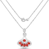 1.53 Carat Genuine Orange Sapphire and White Zircon .925 Sterling Silver Pendant