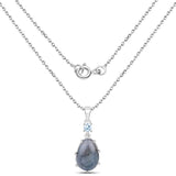 4.35 Carat Genuine Labradorite and Blue Topaz .925 Sterling Silver Pendant