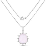 5.07 Carat Genuine Rose Quartz and White Topaz .925 Sterling Silver Pendant