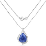2.39 Carat Genuine Blue Aventurine and White Topaz .925 Sterling Silver Pendant