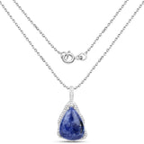 5.81 Carat Genuine Blue Aventurine and White Topaz .925 Sterling Silver Pendant