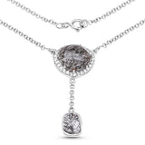 5.81 Carat Genuine Black Rutile and White Topaz .925 Sterling Silver Pendant
