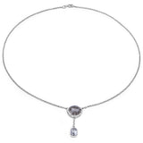 5.81 Carat Genuine Black Rutile and White Topaz .925 Sterling Silver Pendant