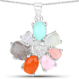 4.50 Carat Genuine Multi Stone .925 Sterling Silver Pendant