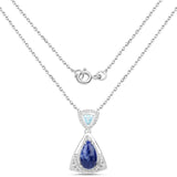 2.34 Carat Genuine Blue Aventurine, Blue Topaz and White Topaz .925 Sterling Silver Pendant