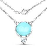 6.65 Carat Genuine Turquoise and Blue Topaz .925 Sterling Silver Pendant