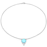 6.65 Carat Genuine Turquoise and Blue Topaz .925 Sterling Silver Pendant