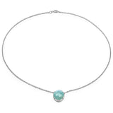 6.71 Carat Genuine Aquamarine and White Topaz .925 Sterling Silver Pendant