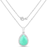 3.73 Carat Genuine Crysopharse and White Topaz .925 Sterling Silver Pendant