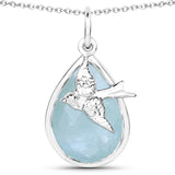 4.82 Carat Genuine Aquamarine .925 Sterling Silver Pendant