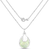 3.78 Carat Genuine Prehnite .925 Sterling Silver Pendant