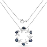 1.09 Carat Genuine Blue Sapphire and White Zircon .925 Sterling Silver Pendant