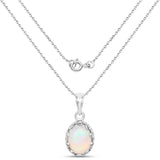 1.00 Carat Genuine Ethiopian Opal .925 Sterling Silver Pendant