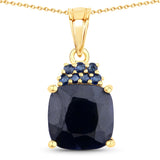 7.28 Carat Dyed Sapphire and Blue Sapphire .925 Sterling Silver Pendant