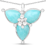 5.01 Carat Genuine Amazonite and White Topaz .925 Sterling Silver Pendant