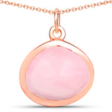 18K Rose Gold Plated 3.04 Carat Genuine Pink Opal .925 Sterling Silver Pendant