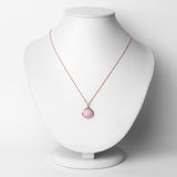 18K Rose Gold Plated 3.04 Carat Genuine Pink Opal .925 Sterling Silver Pendant