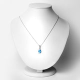 1.92 Carat Genuine Swiss Blue Topaz and White Zircon .925 Sterling Silver Pendant
