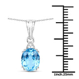 1.92 Carat Genuine Swiss Blue Topaz and White Zircon .925 Sterling Silver Pendant