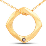 18K Yellow Gold Plated 0.03 Carat Genuine Red Diamond .925 Sterling Silver Pendant