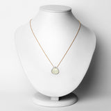 18K Yellow Gold Plated 3.86 Carat Genuine Prehnite and White Topaz .925 Sterling Silver Pendant
