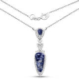 2.23 Carat Genuine Blue Aventurine and White Topaz .925 Sterling Silver Pendant