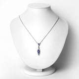 2.23 Carat Genuine Blue Aventurine and White Topaz .925 Sterling Silver Pendant