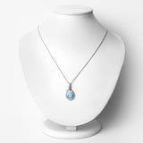 3.76 Carat Genuine Larimar and White Topaz .925 Sterling Silver Pendant