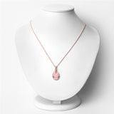 14K Rose Gold Plated 2.33 Carat Genuine Pink Opal and White Topaz .925 Sterling Silver Pendant