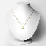 18K Yellow Gold Plated 0.67 Carat Genuine Emerald and White Topaz .925 Sterling Silver Pendant