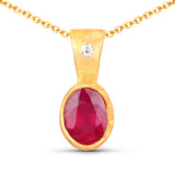 18K Yellow Gold Plated 1.02 Carat Glass Filled Ruby and White Topaz .925 Sterling Silver Pendant