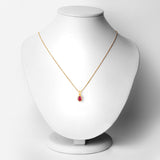18K Yellow Gold Plated 1.02 Carat Glass Filled Ruby and White Topaz .925 Sterling Silver Pendant