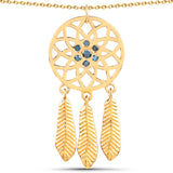 18K Yellow Gold Plated 0.20 Carat Genuine Blue Diamond .925 Sterling Silver Pendant