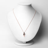 18K Rose Gold Plated 0.004 Carat Genuine Blue Diamond .925 Sterling Silver Pendant