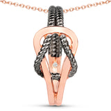 18K Rose Gold Plated 0.004 Carat Genuine White Diamond .925 Sterling Silver Pendant