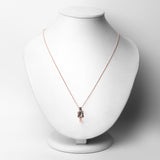 18K Rose Gold Plated 0.004 Carat Genuine White Diamond .925 Sterling Silver Pendant