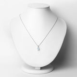 1.07 Carat Genuine Aquamarine and White Zircon .925 Sterling Silver Pendant