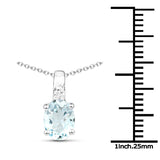 1.07 ct Genuine Aquamarine and White Zircon .925 Sterling Silver Pendant