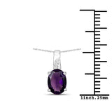 1.17 ct. Genuine Amethyst and White Zircon .925 Sterling Silver Pendant