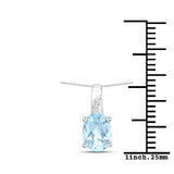 1.62 Carat Genuine Blue Topaz and White Zircon .925 Sterling Silver Pendant