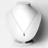 1.12 Carat Genuine Peridot and White Zircon .925 Sterling Silver Pendant