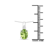 1.12 Carat Genuine Peridot and White Zircon .925 Sterling Silver Pendant