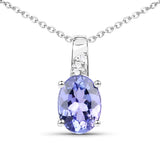 1.17 Carat Genuine Tanzanite and White Zircon .925 Sterling Silver Pendant