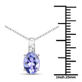 1.17 Carat Genuine Tanzanite and White Zircon .925 Sterling Silver Pendant