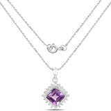 3.07 Carat Genuine Amethyst and White Topaz .925 Sterling Silver Pendant