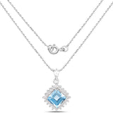 3.25 Carat Genuine Blue Topaz and White Topaz .925 Sterling Silver Pendant