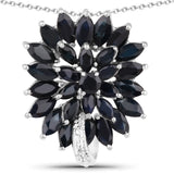 5.39 Carat Genuine Blue Sapphire and White Topaz .925 Sterling Silver Pendant