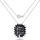 5.39 Carat Genuine Blue Sapphire and White Topaz .925 Sterling Silver Pendant