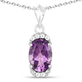 2.03 Carat Genuine Amethyst and White Topaz .925 Sterling Silver Pendant