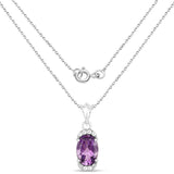 2.03 Carat Genuine Amethyst and White Topaz .925 Sterling Silver Pendant